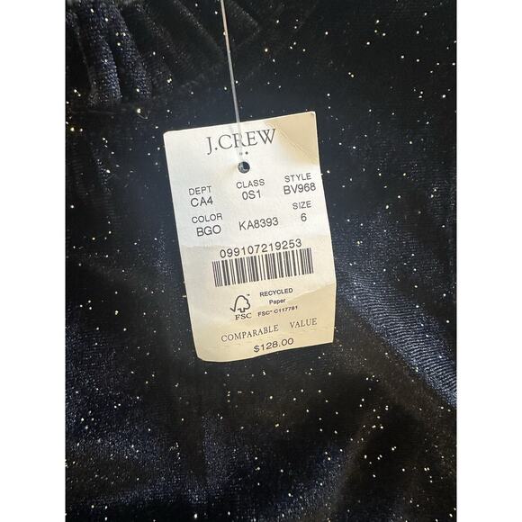 NWT J. Crew Black Velvet Sparkles Tiered Midi Dress Ruffles Women’s Size 6 NEW - Picture 7 of 15